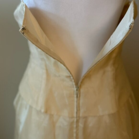 VTG Y2K Niki Livas Ivory Floral Sequin Overlay Maxi Dress 8 Cottagecore Prom - Picture 7 of 9